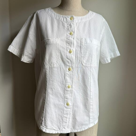 Sunbay Cottons Petite White Button-Front Cotton Top PM - Picture 2 of 5